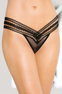 Стринги с ажурной резинкой SoftLine Collection, черный, M/L (0T-00008396)
