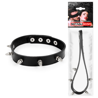 ОШЕЙНИК кожа, цвет чёрный (NTB-80357)