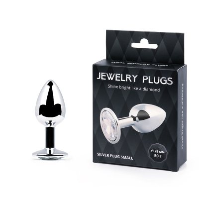 SILVER PLUG SMALL (втулка анальная) цвет кристалла бесцветный, L 72 мм, D 28 мм, вес 50 г, (SS-01)