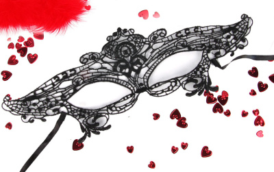 Маска ажурная ДЖУЛИЯ цвет чёрный, текстиль (EE-20366)